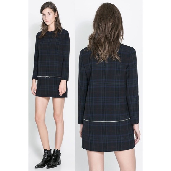 CHECKED DRESS WITH ZIP - Picture 1 of 7